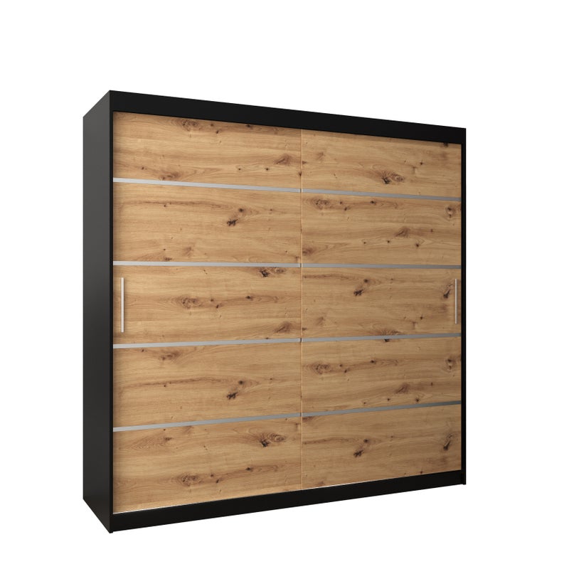 Szafa przesuwna garderoba Verona 1 200 x 62 x 200 cm Czarny + Artisan - Abiks Meble