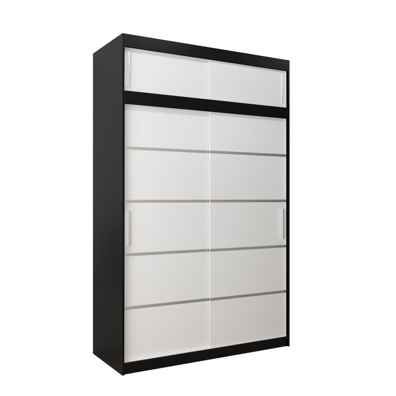 Szafa przesuwna z nadstawką garderoba Verona 1 150 x 62 x 240 cm Czarny + Biały - Abiks Meble