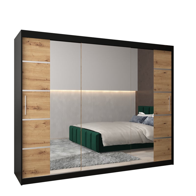 Szafa przesuwna garderoba Verona 4 250 x 62 x 200 cm Czarny + Artisan - Abiks Meble