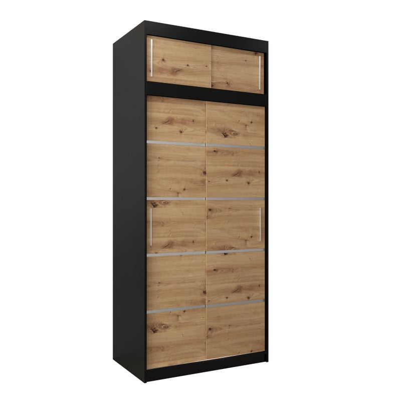Szafa przesuwna z nadstawką garderoba Verona 1 100 x 62 x 240 cm Czarny + Artisan - Abiks Meble