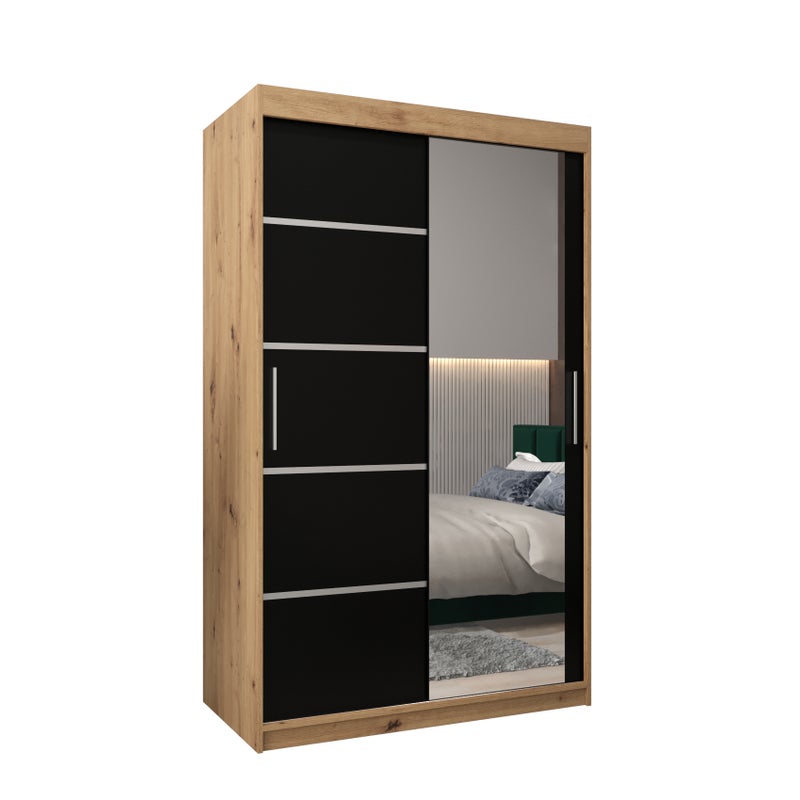 Szafa przesuwna garderoba Verona 2 120 x 62 x 200 cm Artisan + Czarny - Abiks Meble