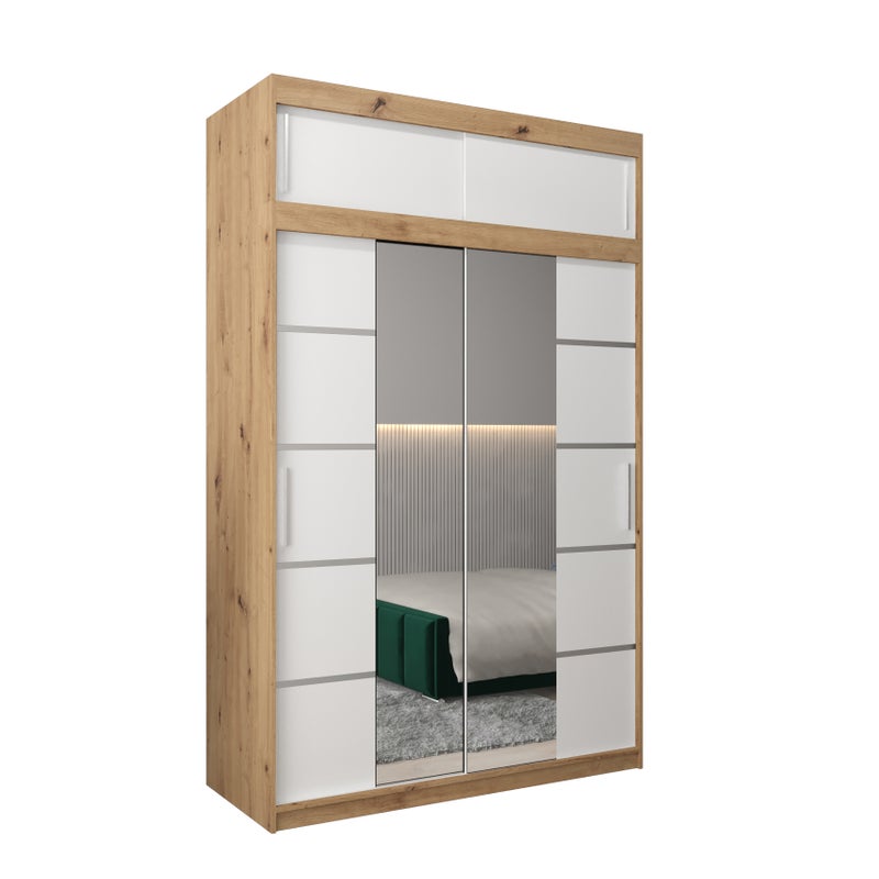 Szafa przesuwna z nadstawką garderoba Verona 4 150 x 62 x 240 cm Artisan + Biały - Abiks Meble