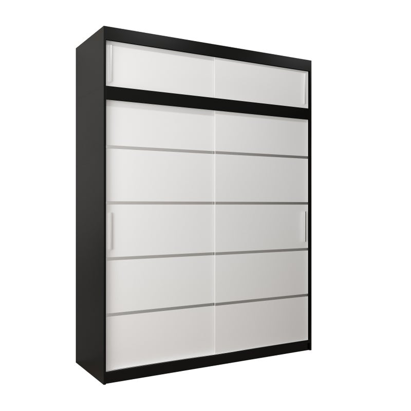 Szafa przesuwna z nadstawką garderoba Verona 1 180 x 62 x 240 cm Czarny + Biały - Abiks Meble