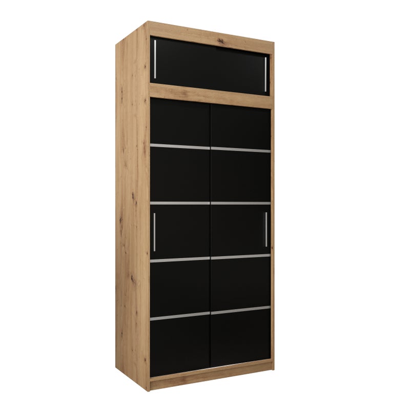 Szafa przesuwna z nadstawką garderoba Verona 1 100 x 62 x 240 cm Artisan + Czarny - Abiks Meble