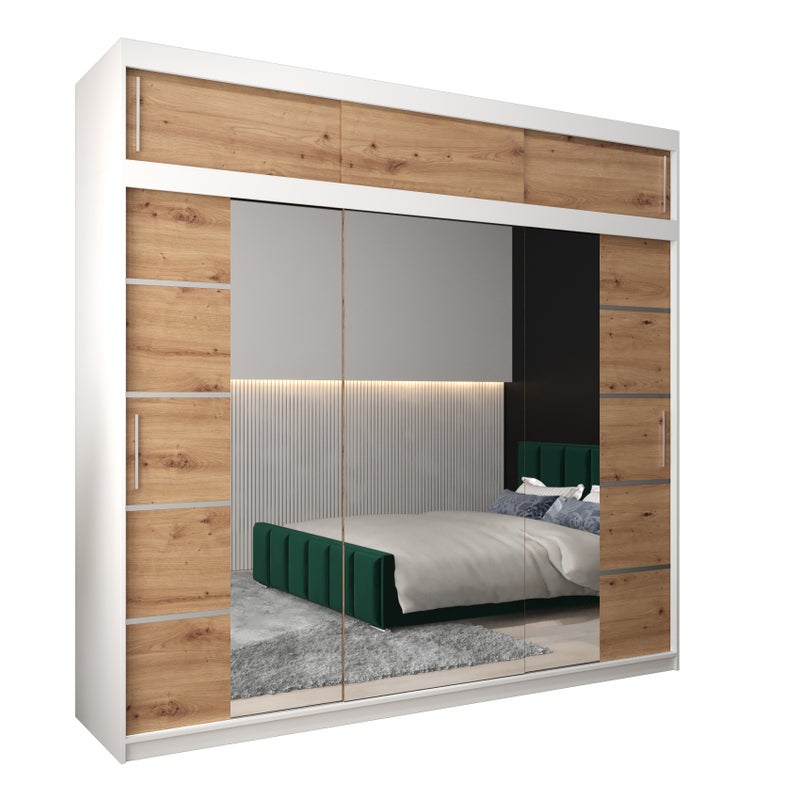 Szafa przesuwna z nadstawką garderoba Verona 4 250 x 62 x 240 cm Biały + Artisan - Abiks Meble