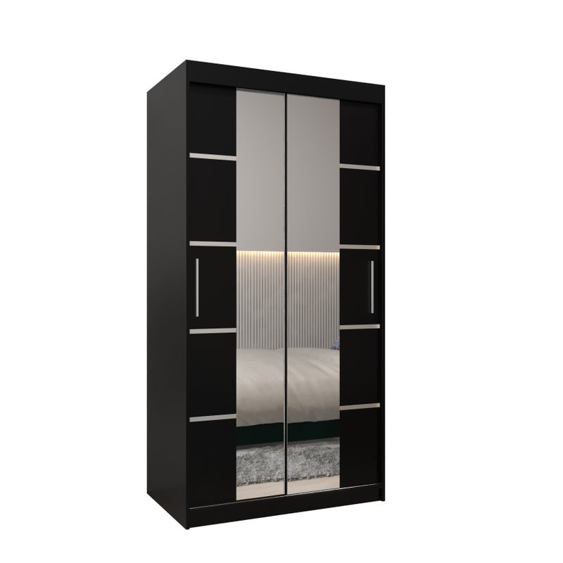 Szafa przesuwna garderoba Verona 4 100 x 62 x 200 cm Czarny + Czarny - Abiks Meble
