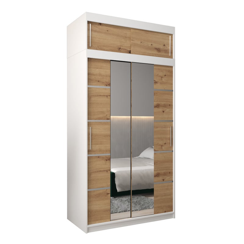 Szafa przesuwna z nadstawką garderoba Verona 4 120 x 62 x 240 cm Biały + Artisan - Abiks Meble