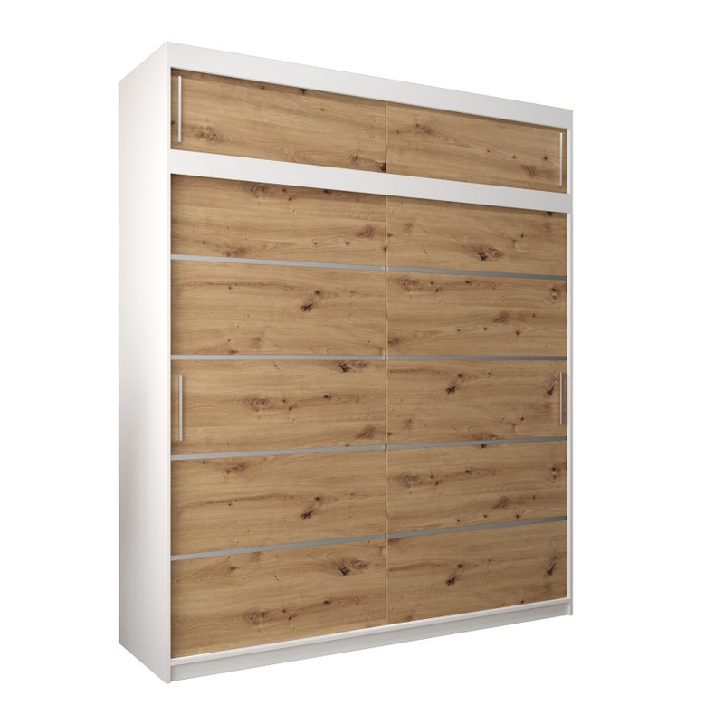 Szafa przesuwna z nadstawką garderoba Verona 1 200 x 62 x 240 cm Biały + Artisan - Abiks Meble