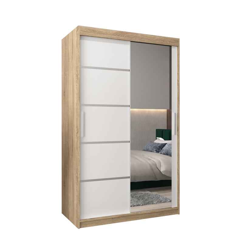 Szafa przesuwna garderoba Verona 2 120 x 62 x 200 cm Sonoma + Biały - Abiks Meble