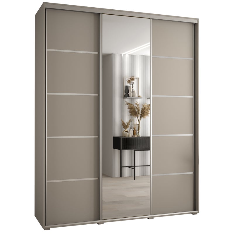 Szafa przesuwna z lustrem wysoka Dakota 5 190 x 60 x 235,2 cm kaszmir + u. Srebrny - Abiks Meble