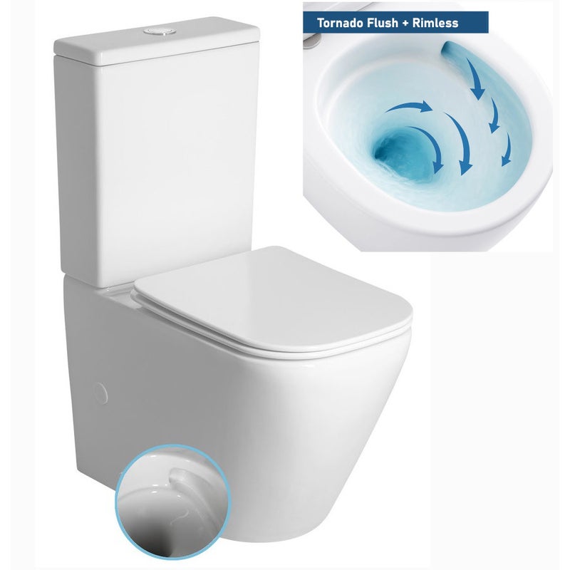 Kompakt WC 815x385x630 mm spłukiwanie tornado, odpływ pionowy/poziomy, deska SLIM Soft Close duroplsast , biały Costabella
