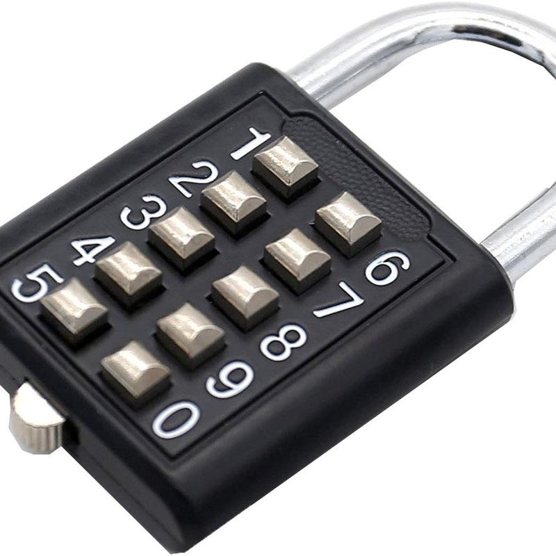 Czarna kłódka szyfrowa z przyciskiem, zamek cyfrowy, idealna do narzędzi DIY, takich jak walizki, drzwi, szuflady i pudełka. Zamek szyfrowy.