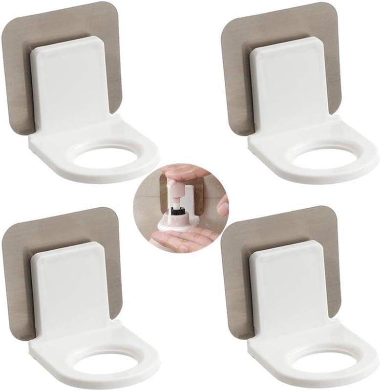 Uchwyt na butelkę z dozownikiem pompkowym, uchwyt na płyn do dezynfekcji rąk, naklejka ścienna, uchwyt na butelkę z żelem pod prysznic, haczyk na zes