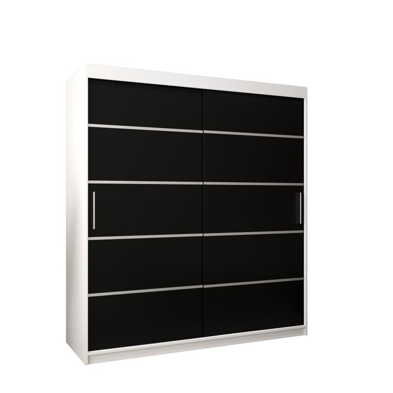 Szafa przesuwna garderoba Verona 1 180 x 62 x 200 cm Biały + Czarny - Abiks Meble
