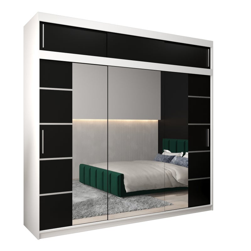 Szafa przesuwna z nadstawką garderoba Verona 4 250 x 62 x 240 cm Biały + Czarny - Abiks Meble