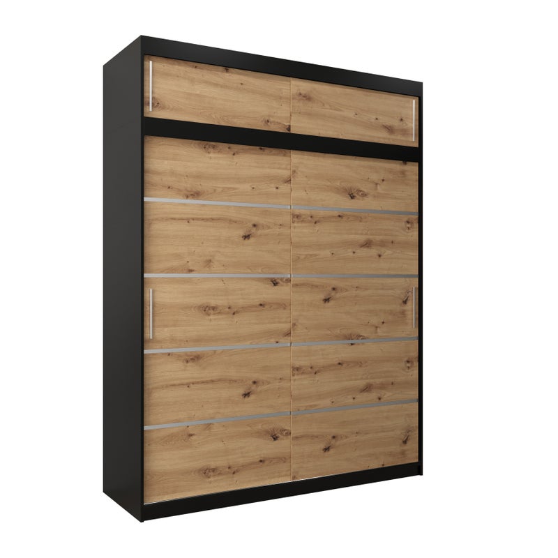 Szafa przesuwna z nadstawką garderoba Verona 1 180 x 62 x 240 cm Czarny + Artisan - Abiks Meble