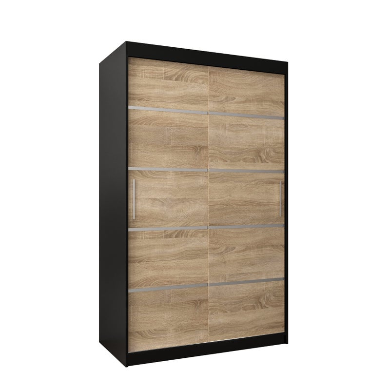 Szafa przesuwna garderoba Verona 1 120 x 62 x 200 cm Czarny + Sonoma - Abiks Meble