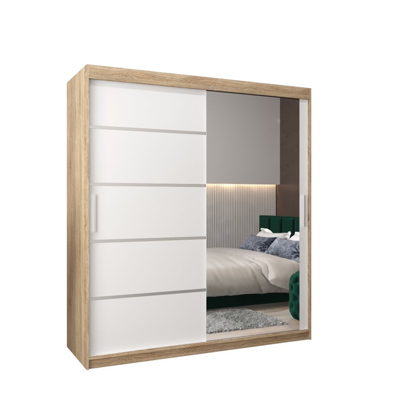 Szafa przesuwna garderoba Verona 2 180 x 62 x 200 cm Sonoma + Biały - Abiks Meble