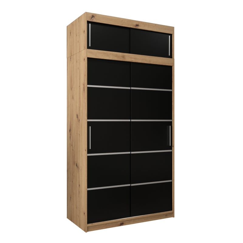 Szafa przesuwna z nadstawką garderoba Verona 1 120 x 62 x 240 cm Artisan + Czarny - Abiks Meble