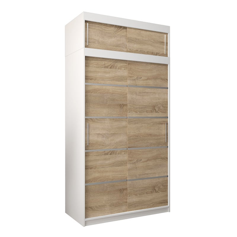 Szafa przesuwna z nadstawką garderoba Verona 1 120 x 62 x 240 cm Biały + Sonoma - Abiks Meble