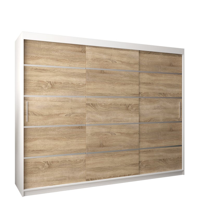 Szafa przesuwna garderoba Verona 1 250 x 62 x 200 cm Biały + Sonoma - Abiks Meble