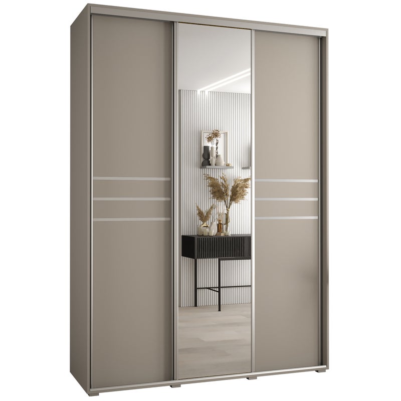 Szafa przesuwna z lustrem wysoka Dakota 11 180 x 60 x 235,2 cm kaszmir + u. Srebrny - Abiks Meble