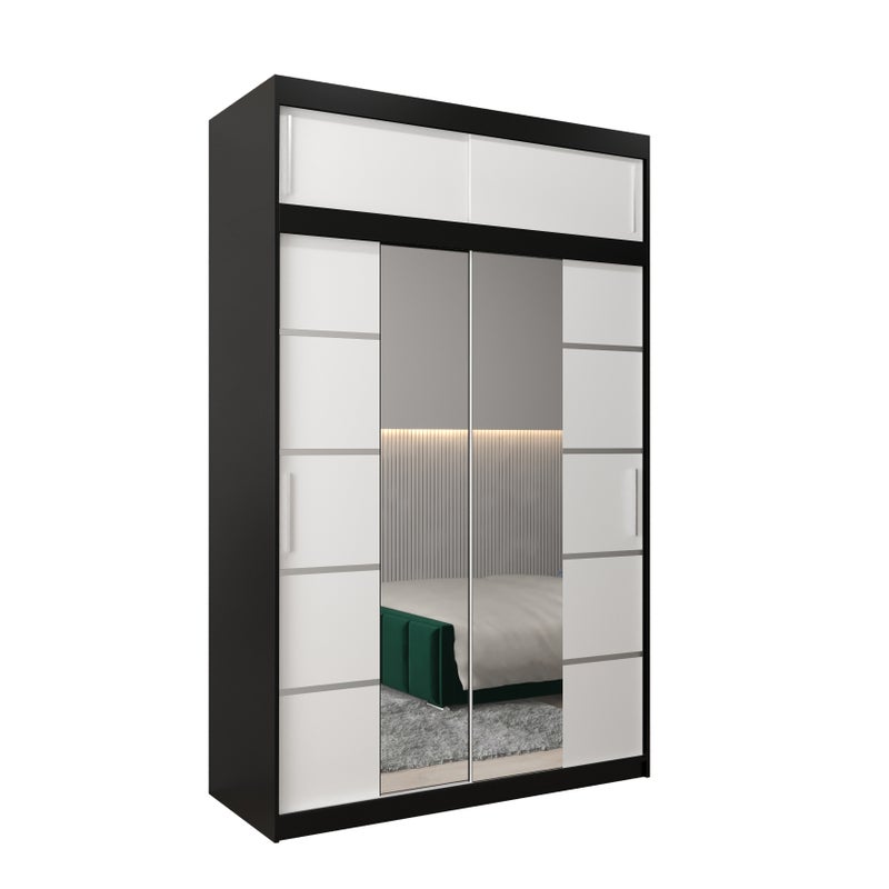 Szafa przesuwna z nadstawką garderoba Verona 4 150 x 62 x 240 cm Czarny + Biały - Abiks Meble