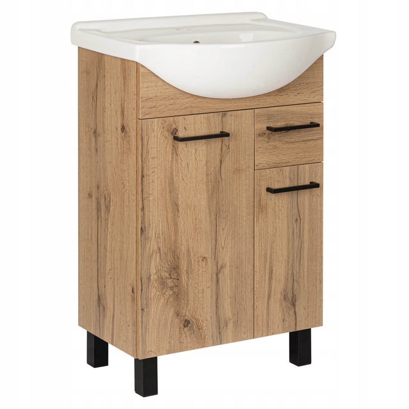 Szafka łazienkowa z umywalką stojąca pod umywalkę dąb wotan loft 55 cm