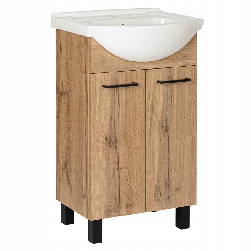 Zestaw 50 cm szafka dąb wotan z umywalką ceramiczną