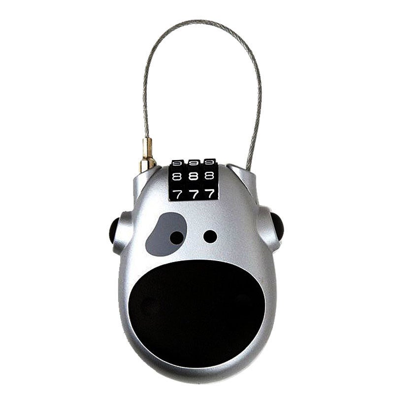 Teleskopowa stalowa kłódka szyfrowa z linką, z motywem krowy z kreskówkową kreskówką, do bagażu, samochodów, ubrań, skuterów śnieżnych, motocykli i k