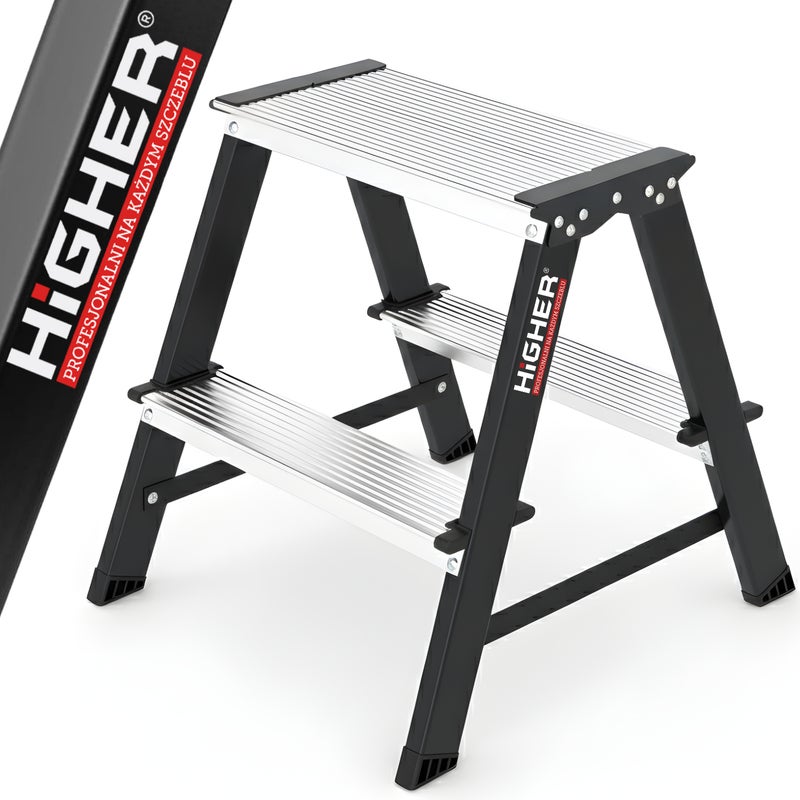 Drabina domowa stalowa dwustronna składana HIGHER 2x2 stopnie 150kg