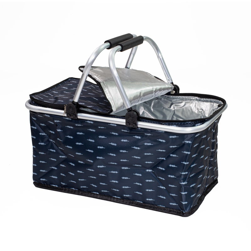Kosz termiczny piknikowy 30L, plażowy, składany z uchwytami granatowy Be-active.pl