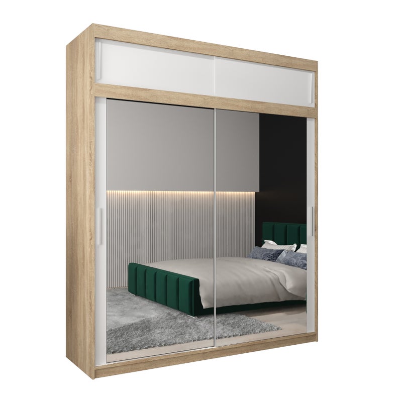 Szafa przesuwna z nadstawką garderoba TOKYO 3 200 x 62 x 240 cm Sonoma + Biały - Abiks Meble