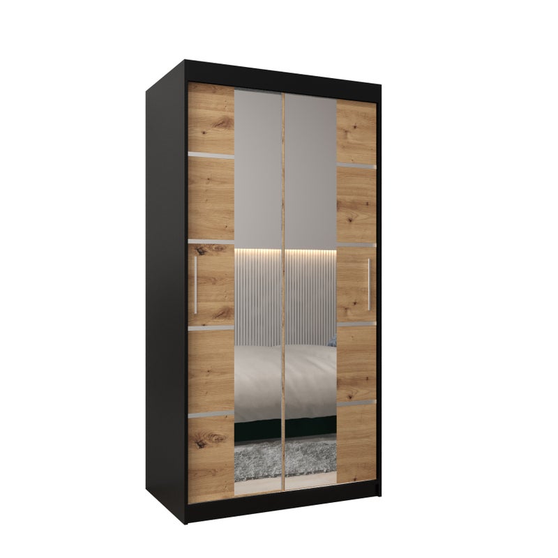 Szafa przesuwna garderoba Verona 4 100 x 62 x 200 cm Czarny + Artisan - Abiks Meble