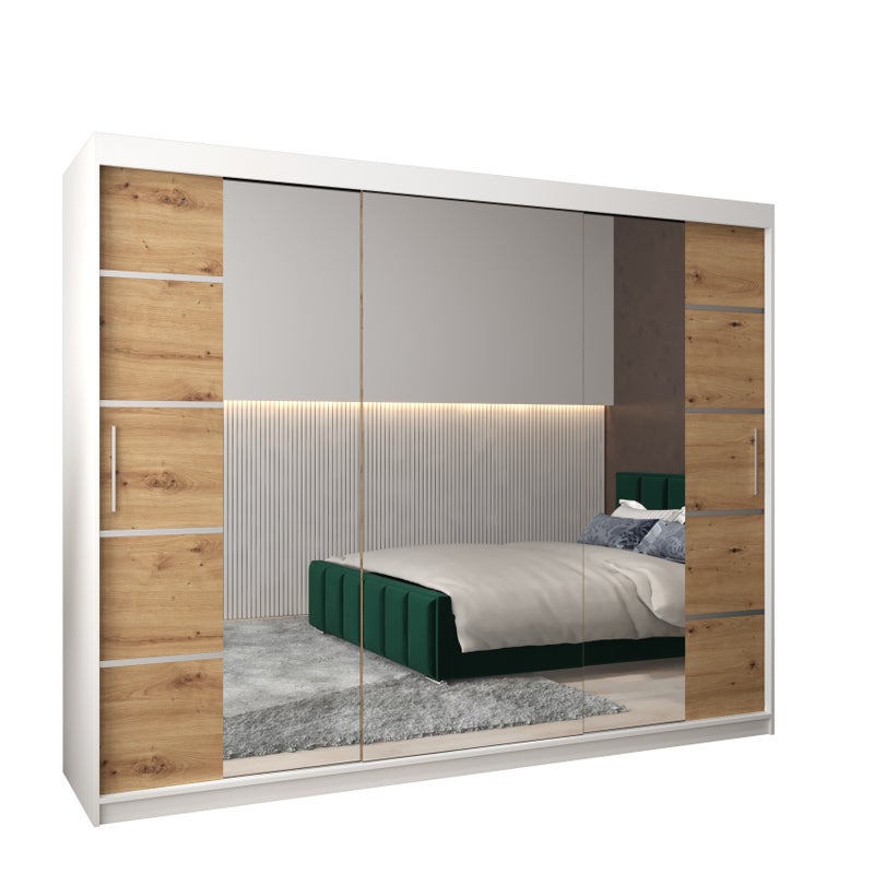 Szafa przesuwna garderoba Verona 4 250 x 62 x 200 cm Biały + Artisan - Abiks Meble