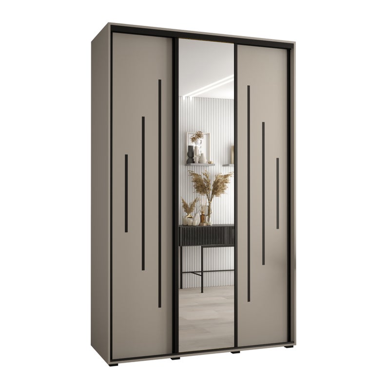 Szafa przesuwna z lustrem wysoka Dakota 13 160 x 60 x 235,2 cm kaszmir + u. czarny - Abiks Meble