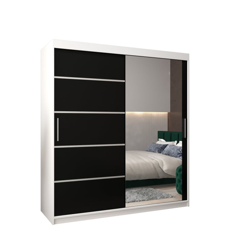 Szafa przesuwna garderoba Verona 2 180 x 62 x 200 cm Biały + Czarny - Abiks Meble