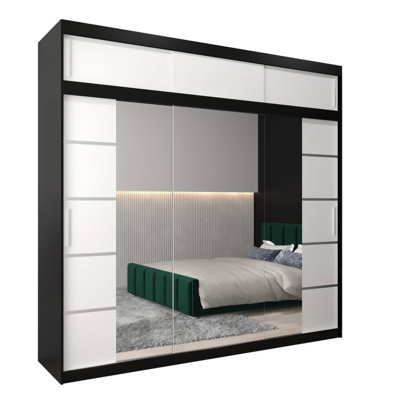 Szafa przesuwna z nadstawką garderoba Verona 4 250 x 62 x 240 cm Czarny + Biały - Abiks Meble