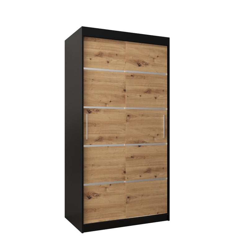 Szafa przesuwna garderoba Verona 1 100 x 62 x 200 cm Czarny + Artisan - Abiks Meble