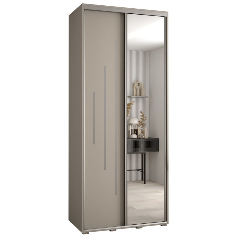Szafa przesuwna z lustrem wysoka Dakota 13 110 x 60 x 235,2 cm kaszmir + u. Srebrny - Abiks Meble