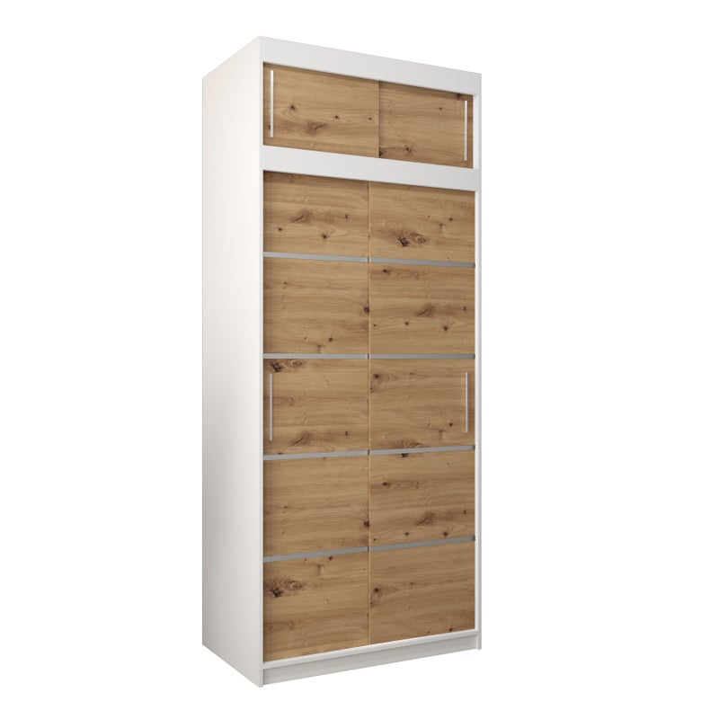Szafa przesuwna z nadstawką garderoba Verona 1 100 x 62 x 240 cm Biały + Artisan - Abiks Meble