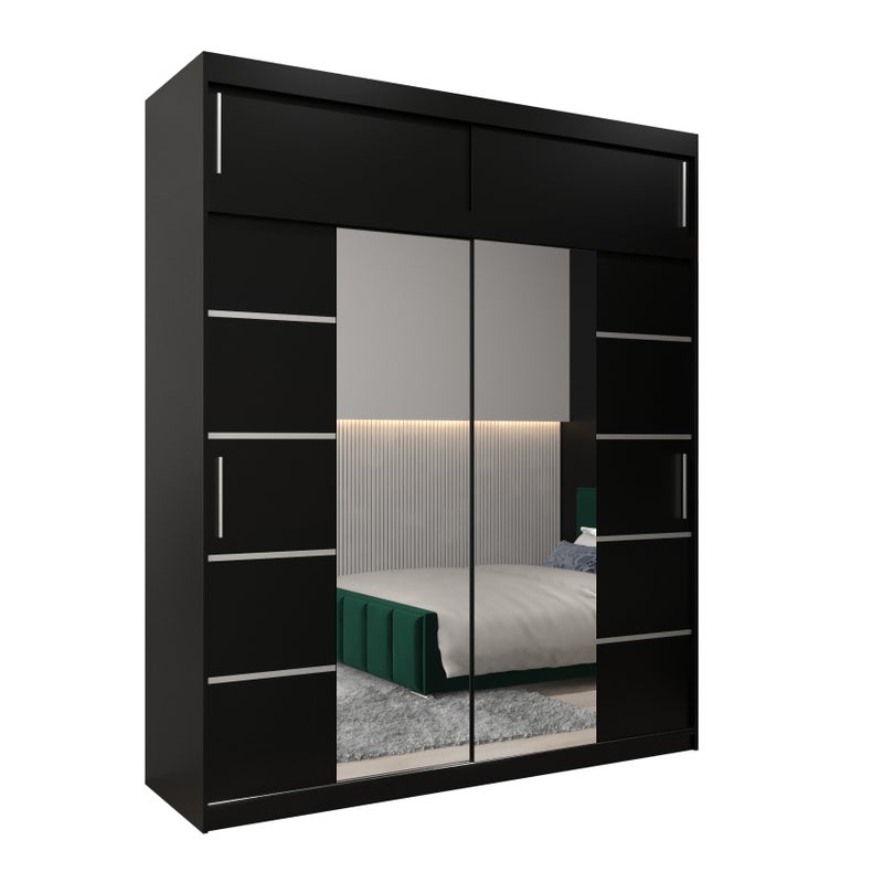 Szafa przesuwna z nadstawką garderoba Verona 4 200 x 62 x 240 cm Czarny + Czarny - Abiks Meble