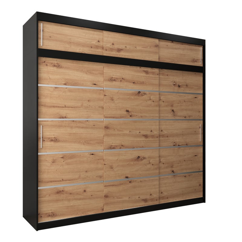 Szafa przesuwna z nadstawką garderoba Verona 1 250 x 62 x 240 cm Czarny + Artisan - Abiks Meble
