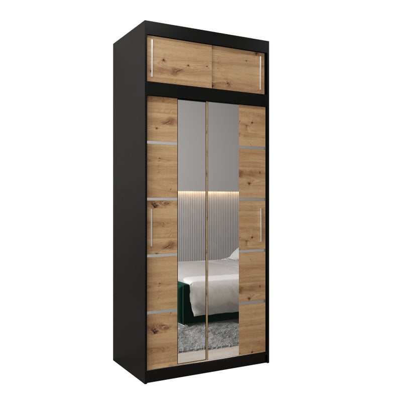 Szafa przesuwna z nadstawką garderoba Verona 4 100 x 62 x 240 cm Czarny + Artisan - Abiks Meble