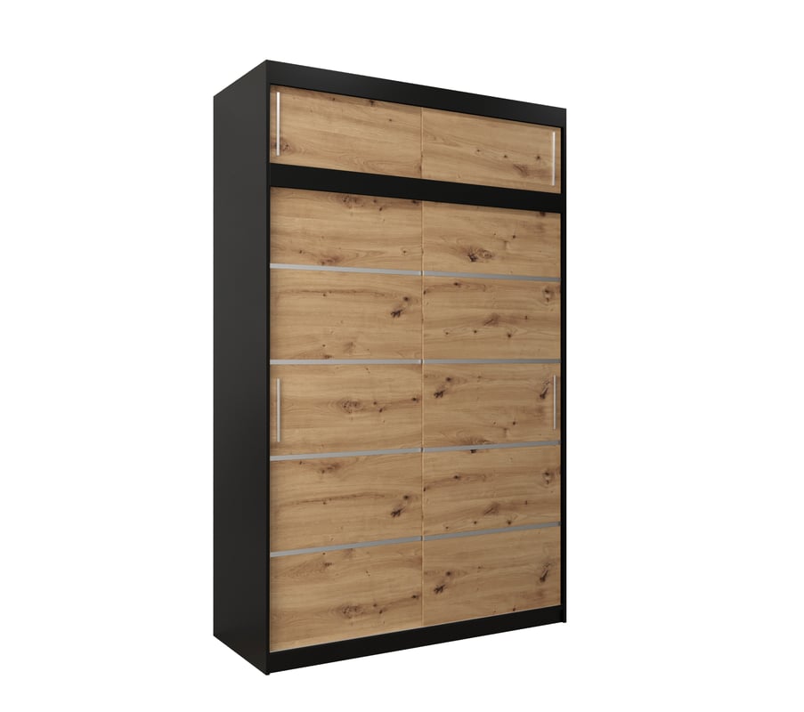 Szafa przesuwna z nadstawką garderoba Verona 1 150 x 62 x 240 cm Czarny + Artisan - Abiks Meble