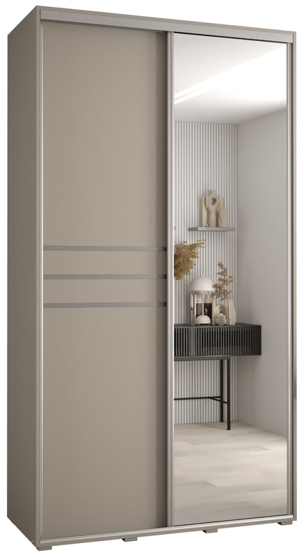 Szafa przesuwna z lustrem wysoka Dakota 11 130 x 45 x 235,2 cm kaszmir + u. Srebrny - Abiks Meble