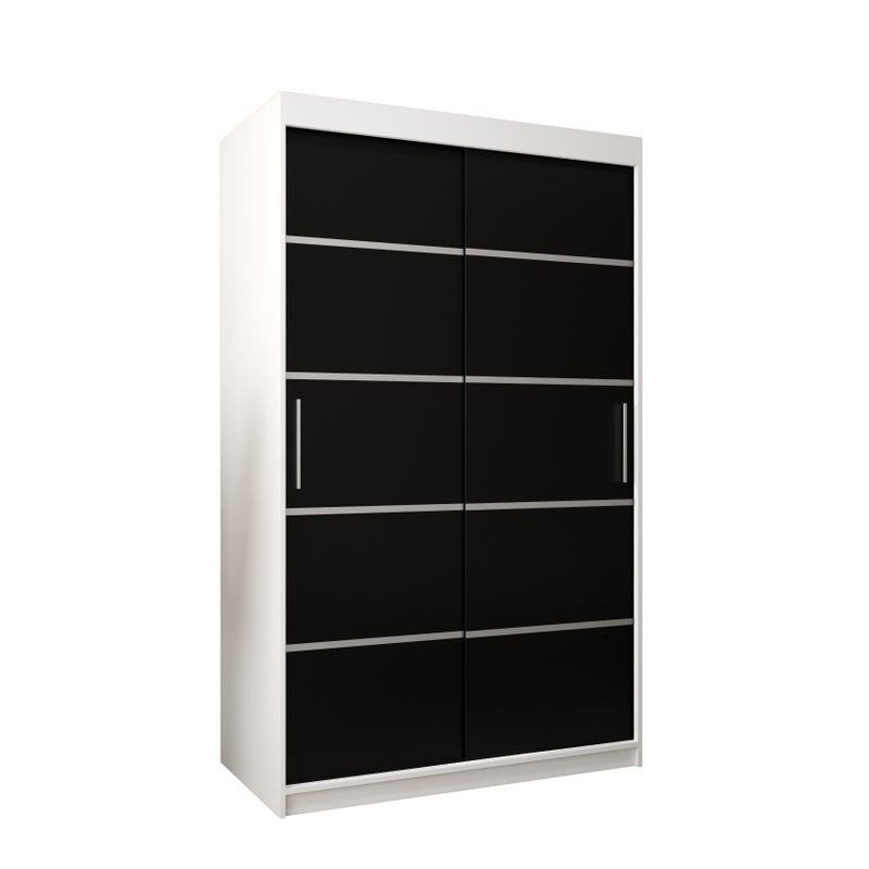 Szafa przesuwna garderoba Verona 1 120 x 62 x 200 cm Biały + Czarny - Abiks Meble