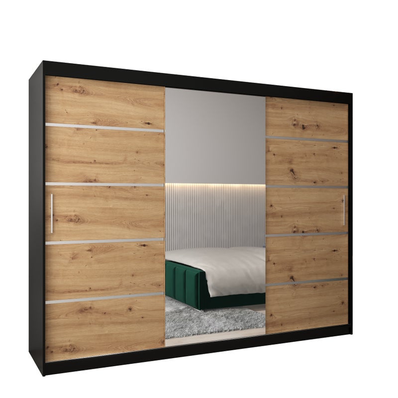 Szafa przesuwna garderoba Verona 2 250 x 62 x 200 cm Czarny + Artisan - Abiks Meble