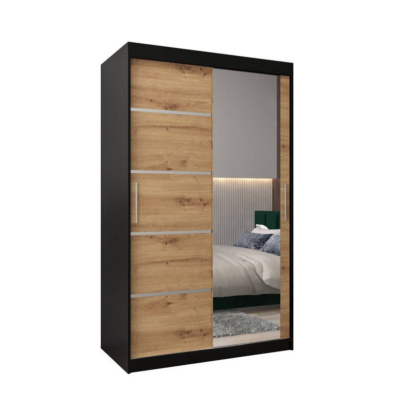 Szafa przesuwna garderoba Verona 2 120 x 62 x 200 cm Czarny + Artisan - Abiks Meble