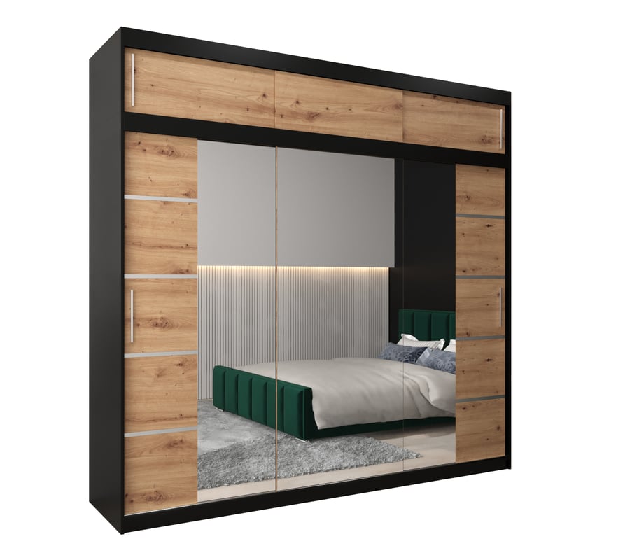 Szafa przesuwna z nadstawką garderoba Verona 4 250 x 62 x 240 cm Czarny + Artisan - Abiks Meble